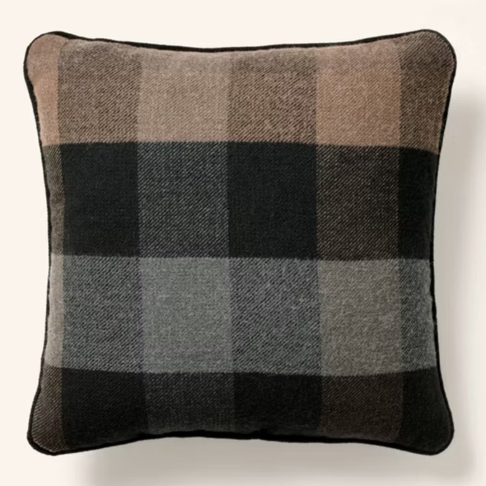 20"x20" Plaid Square Toss Pillow Brown/Black - Woolrich x Target